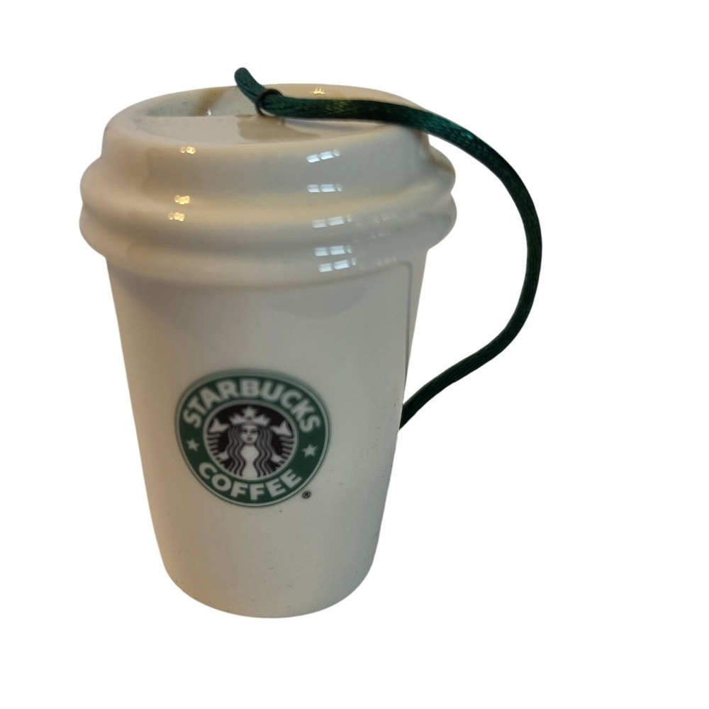 Starbucks‎ 1992 Ceramic Coffee Cup Ornament White Green Siren Logo Miniature